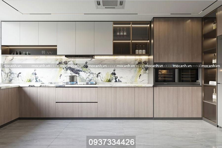Tủ bếp MDF chống ẩm phủ melamine được đánh giá là một trong những lựa chọn tối ưu nhờ sự cân bằng giữa chất lượng và chi phí