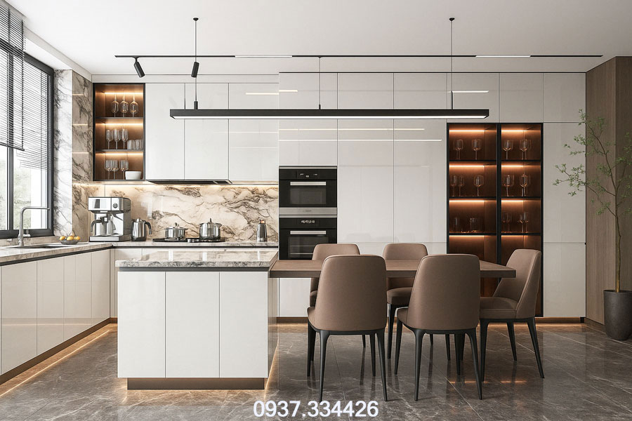 tủ bếp Acrylic đẹp hiện đại