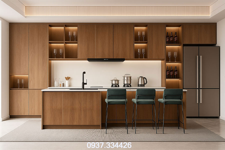 tủ bếp melamine đẹp hiện đại