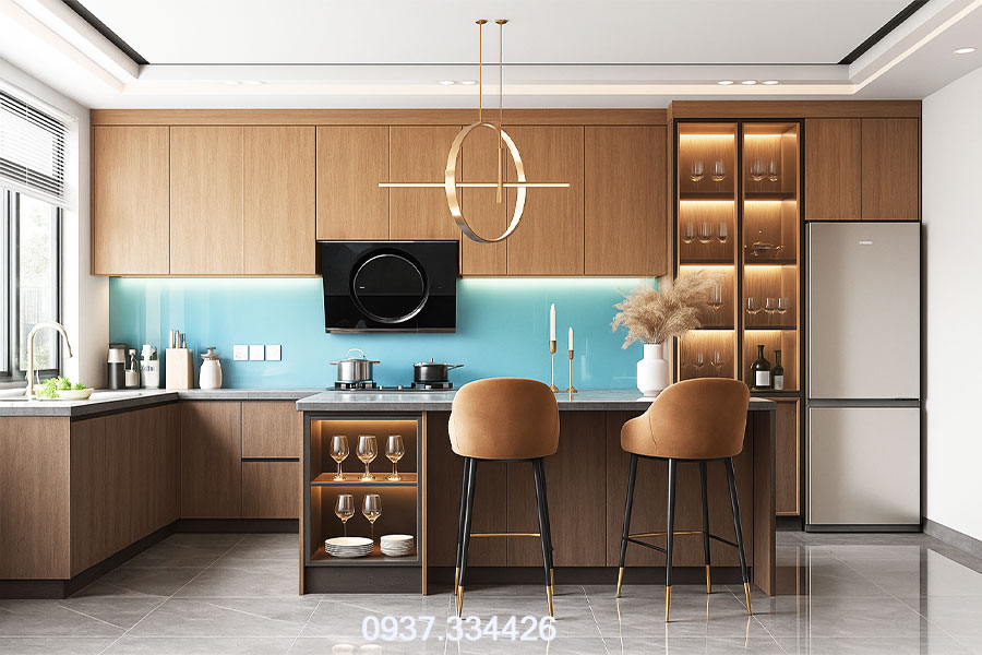 tủ bếp melamine đẹp hiện đại