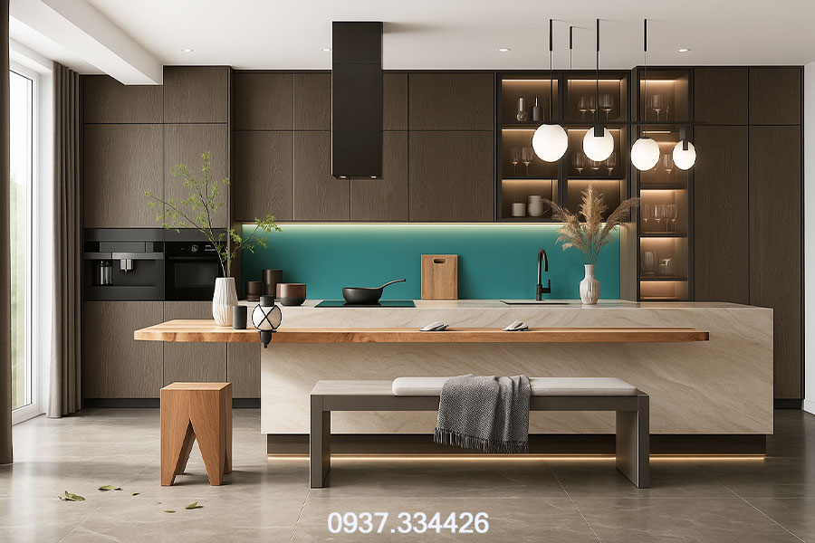 tủ bếp melamine đẹp hiện đại