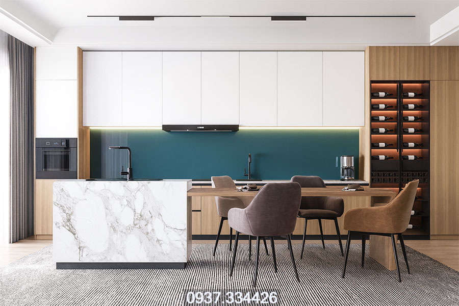 tủ bếp melamine đẹp hiện đại