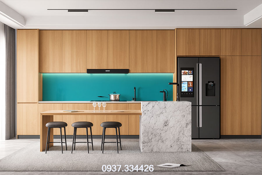 tủ bếp melamine đẹp hiện đại