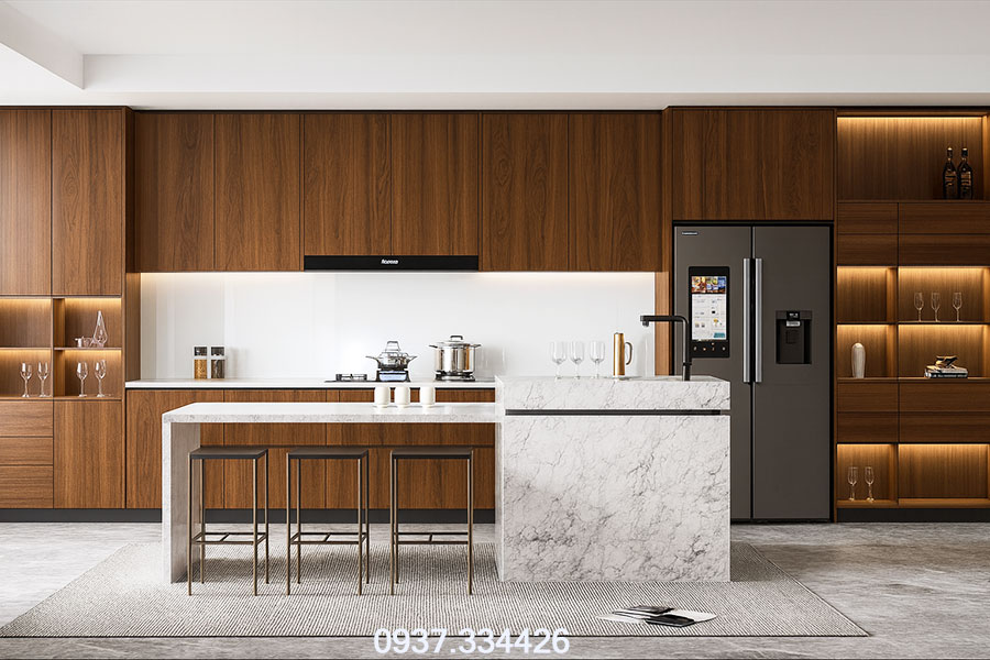 tủ bếp melamine đẹp hiện đại