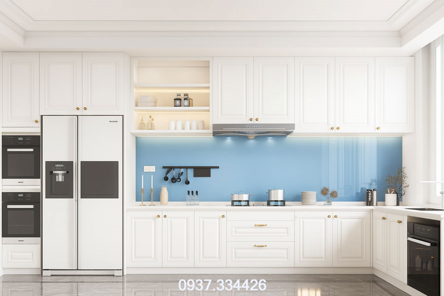 tủ bếp sơn, cánh panel đẹp hiện đại
