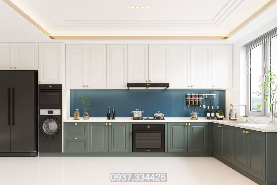 tủ bếp sơn, cánh panel đẹp hiện đại