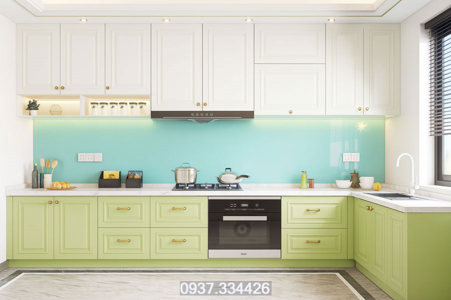 tủ bếp sơn, cánh panel đẹp hiện đại