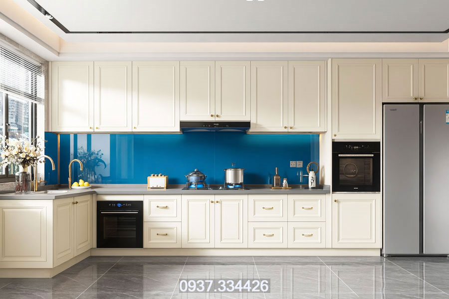 tủ bếp sơn, cánh panel đẹp hiện đại
