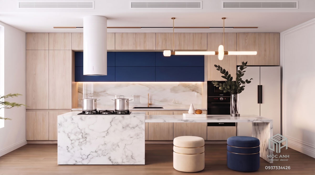 tủ bếp Melamine đẹp hiện đại