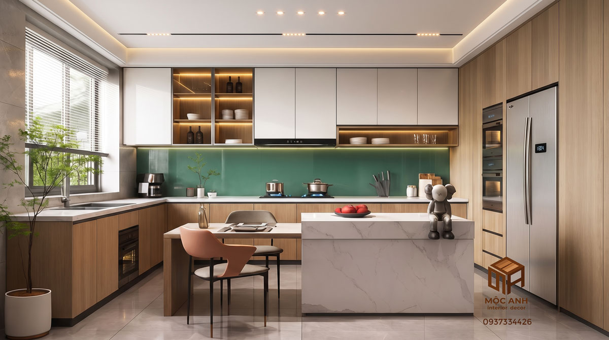 tủ bếp Melamine đẹp hiện đại