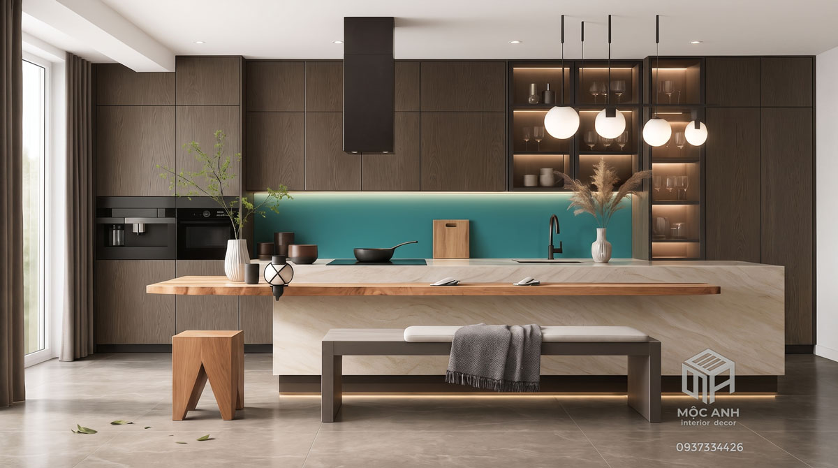 tủ bếp Melamine đẹp hiện đại