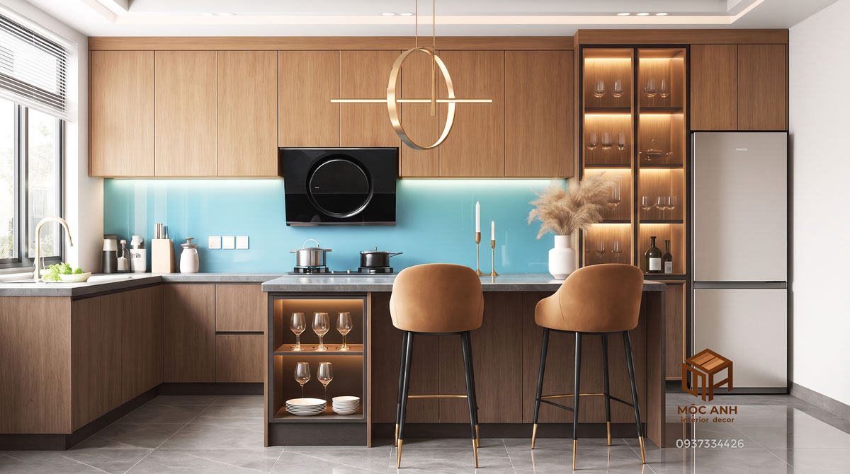 tủ bếp Melamine đẹp hiện đại
