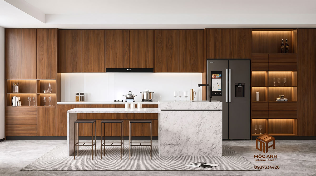 tủ bếp Melamine đẹp hiện đại