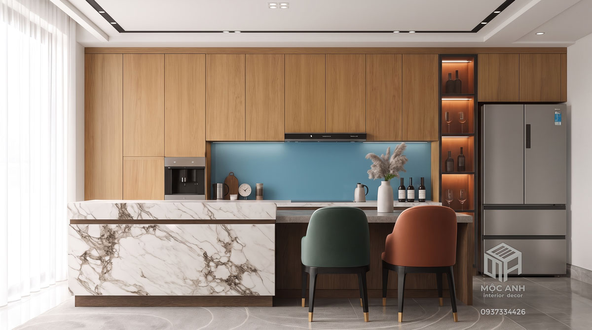tủ bếp Melamine đẹp hiện đại